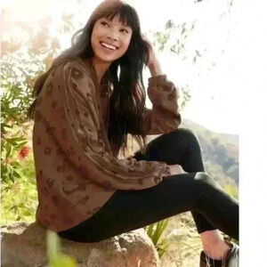 Splendid Womend Brown Leopard Print Corinna Hoodie XS